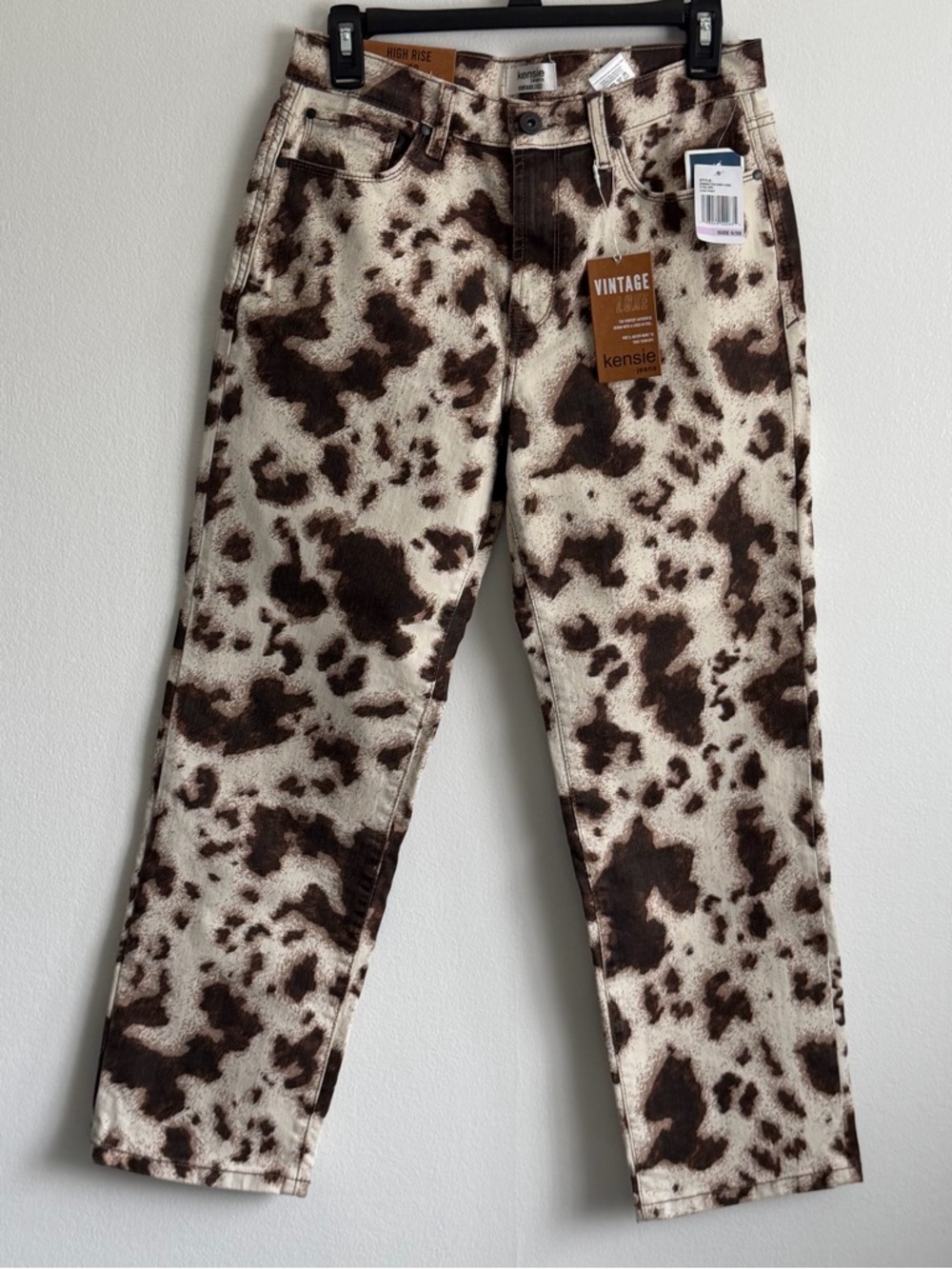 Kensie Brown & Cream Cow Print Jeans